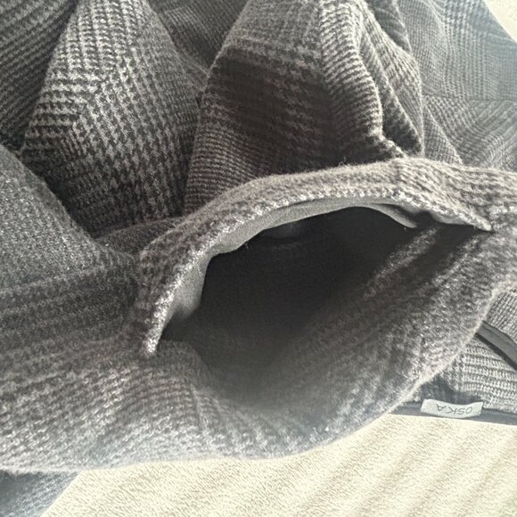 OSKA Women Black Grey Houndstooth Plaid Shift Dress Size 3 Wool Blend Cap Sleeve - Picture 7 of 8